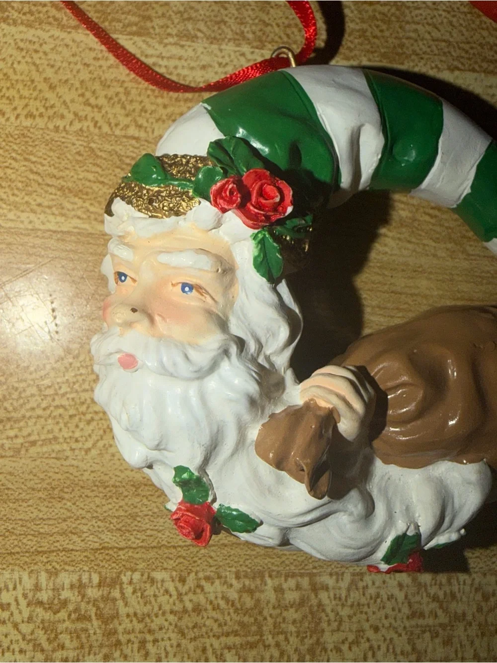 Vintage Set of 3 Festive Crescent Christmas Ornaments - Santa,‎ Snowman & Elf